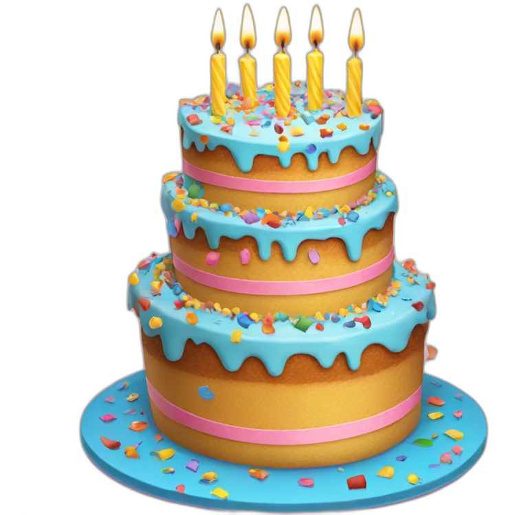 Confetti birthday cake with 21 candles on top emoji