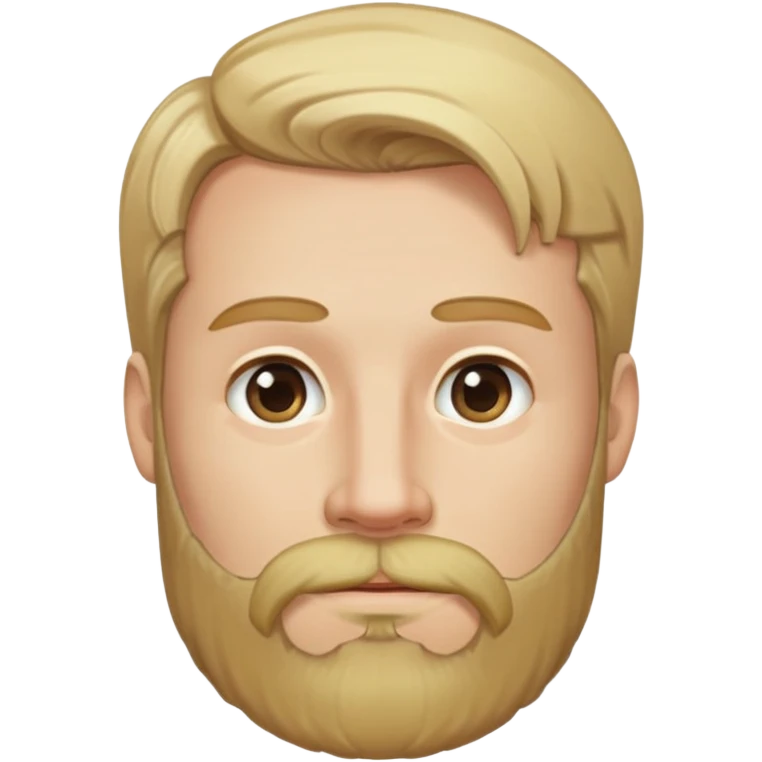 Đàn ông, mặt to, râu và tóc vàng, cằm dài, mặt đầy đặn emoji