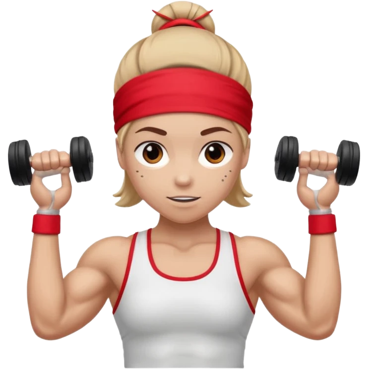 athlete with red headband, hold a mini dumbbell emoji
