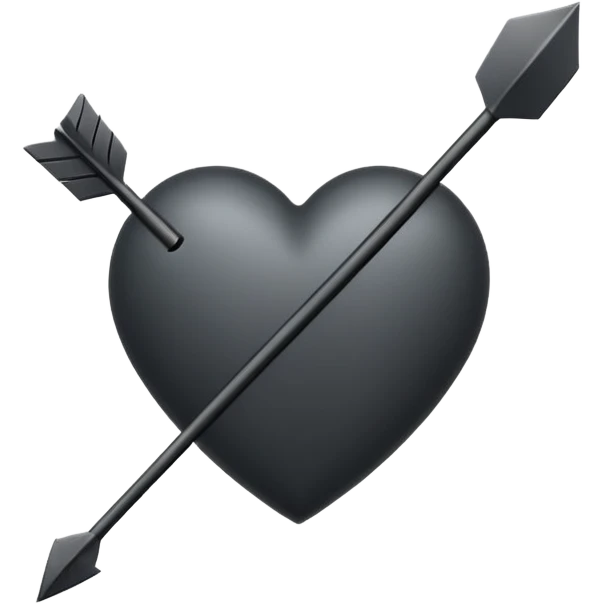 Black heart with cross arrow. Don't use red colour . Use normal Arrow which goes from one side and come out of other . Don't use fancy arrow. Make it that it goes from bottom right to come on top left. Don't use red colour. Use only one arrow 💘 emoji