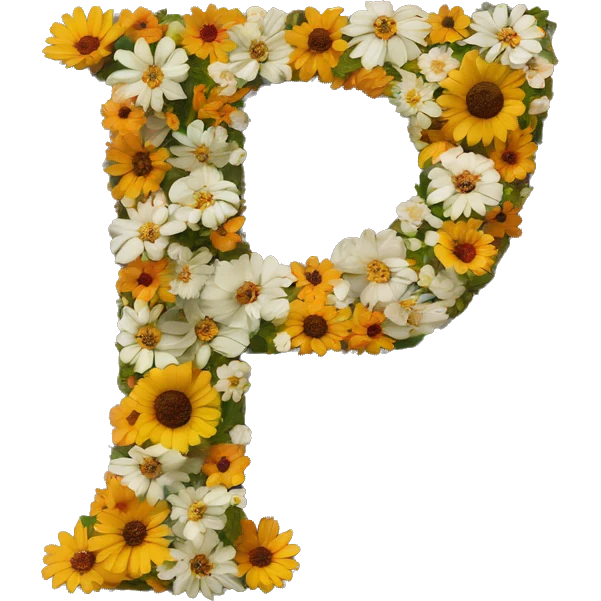 Letter p made out of flowers emoji