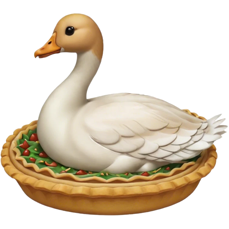 Goose holding a pie emoji