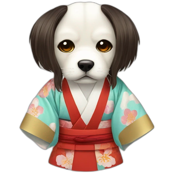 hot-guy-noh-dog-mask-longhair-japanese-kimono emoji