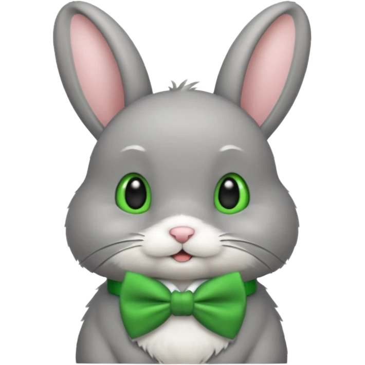 grey bunny with green bowtie emoji