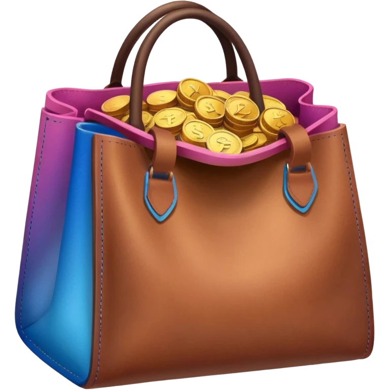 Coins inside brown leather bag, make bag always brown  color

Coins inside gradient color - Blue to pink emoji