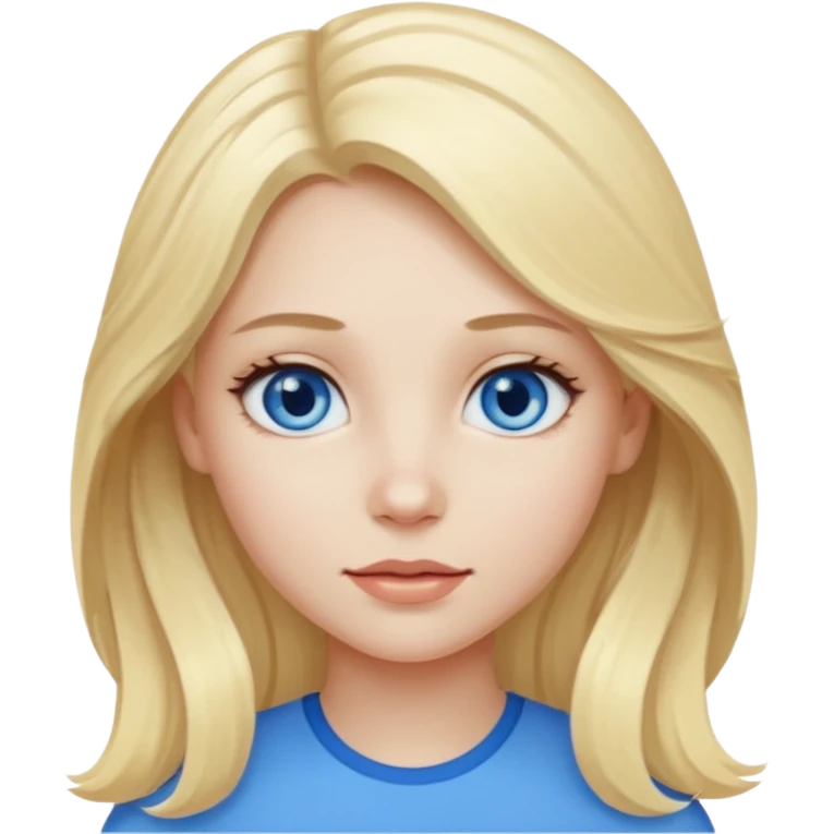 A pale girl with blue eyes and blonde and long slightly wavy hair  emoji