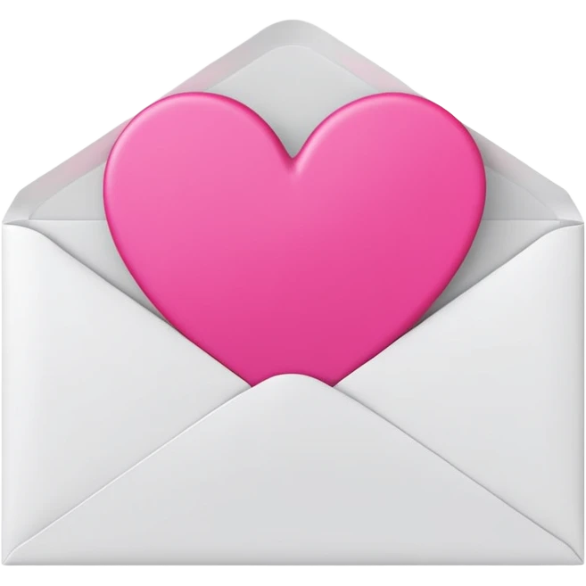 A 3D render of a white letter envelope with a vibrant pink heart sticker, clean background emoji