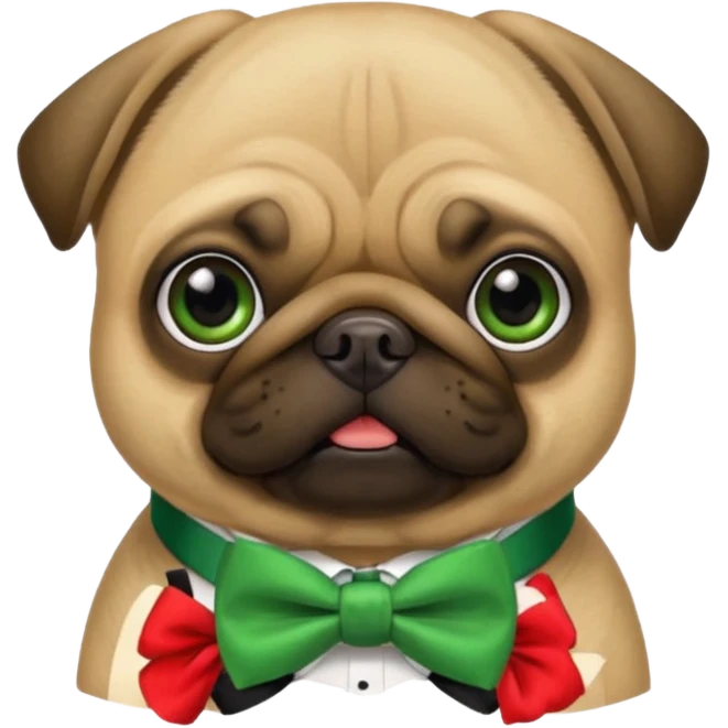 pug with green bow tie emoji