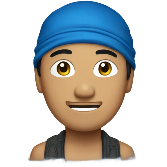 Asian man wearing blue paisley bandanna emoji