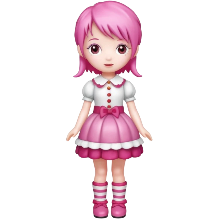 Isolated detaile illustration of the most modern raspberry torte doll figurine full body with pink hair emoji