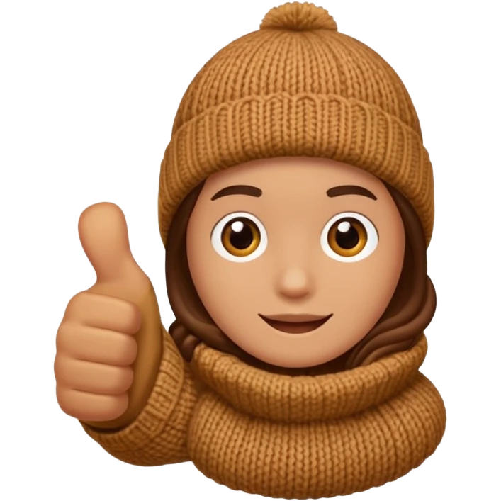 thumbs up hand in brown knit mitten emoji