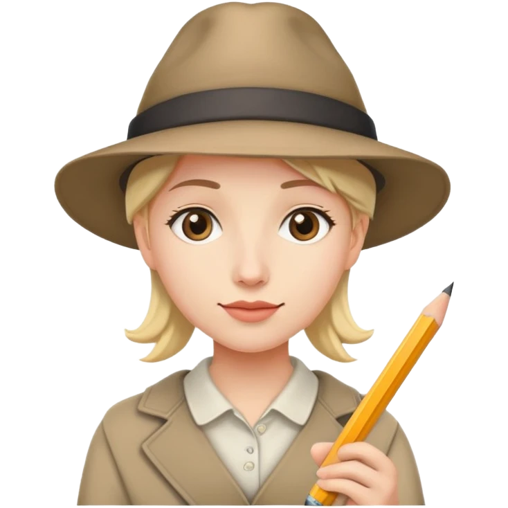 Person mit Bleistift in der Hand und Hut auf emoji