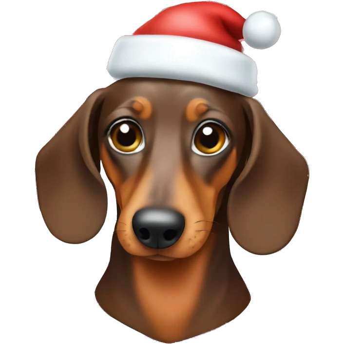 Dachshund wearing a Santa hat emoji