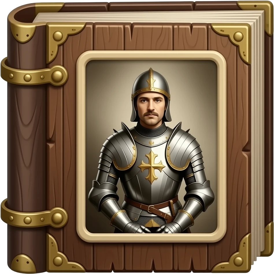 rusty photo album with vintage dramatic Joan of Arc daguerréotypie photos emoji