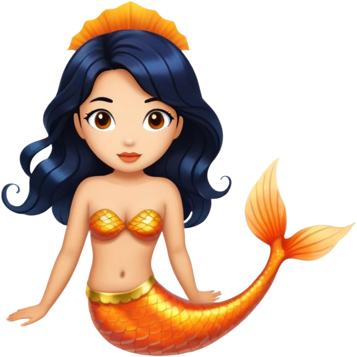 koi mermaid, tanned black hair  emoji