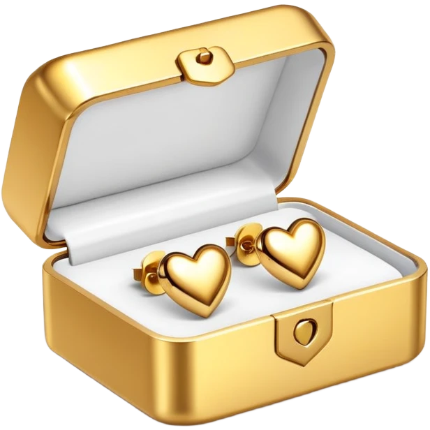 Gold heart earrings in a box emoji