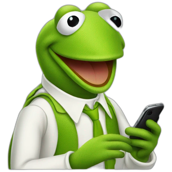 Kermit the frog with cell phone  emoji