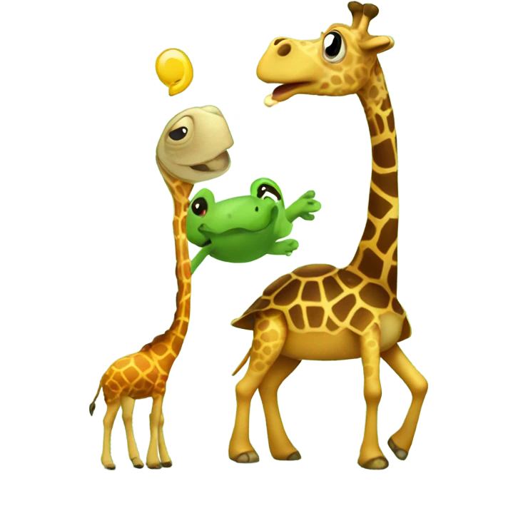 A turtle singing to a giraffe emoji