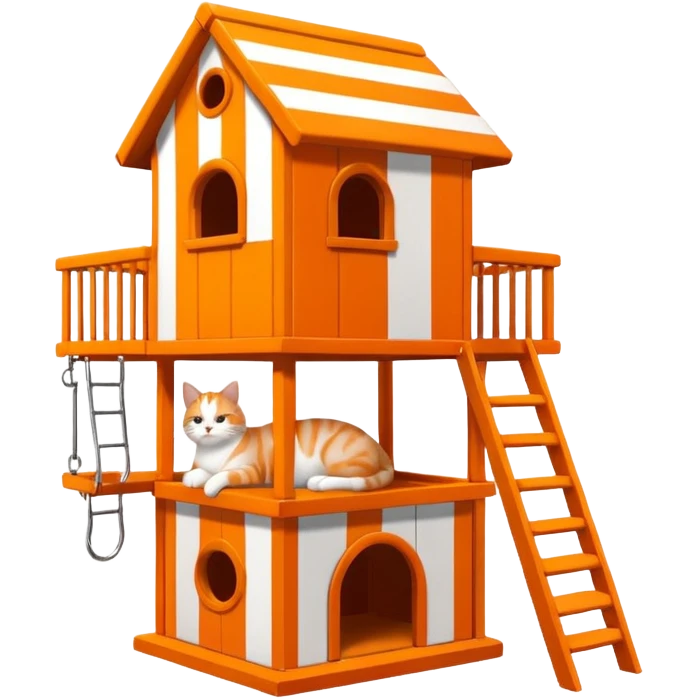 cats relaxing in a vertical playhouse emoji