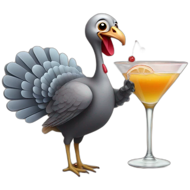 turkey drinking martini emoji