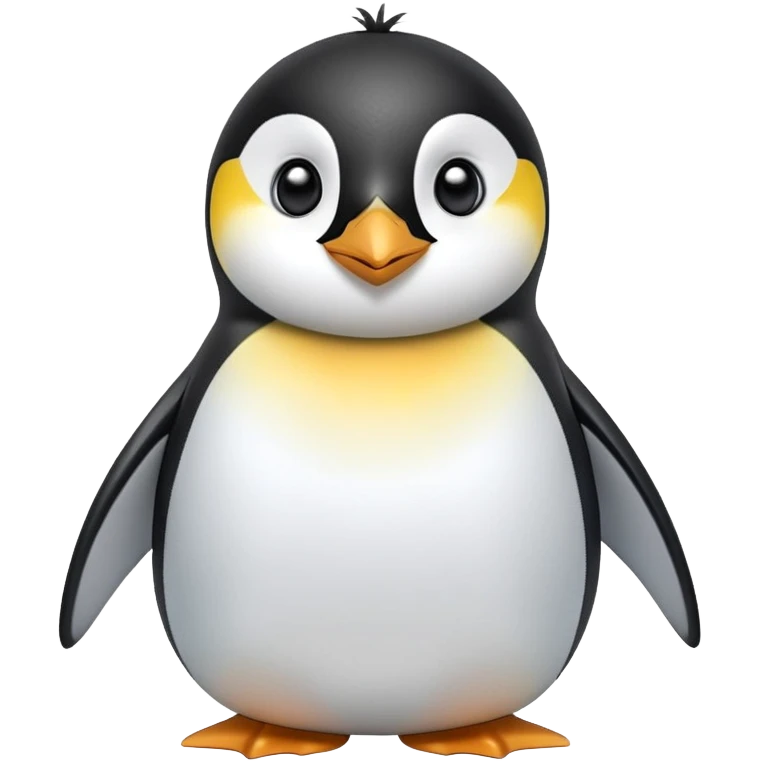 cinematic-cute-emperor-penguin-portrait-emoji,-head-tilted-playfully-and-inquisitively,-with-glossy,-pristine-plumage,-sparkling-eyes-filled-with-curiosity,-simplified-yet-irresistibly-adorable-features, black, large black eyes face, zoomed in emoji