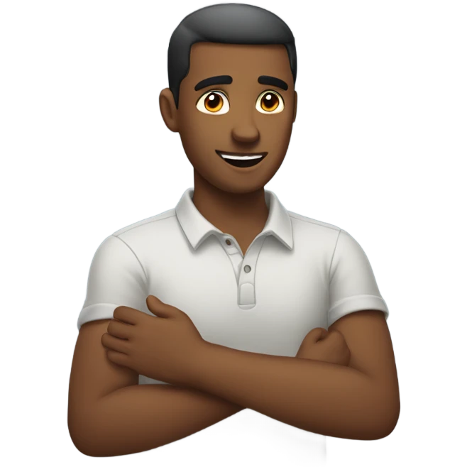Man patting chest with hand up emoji