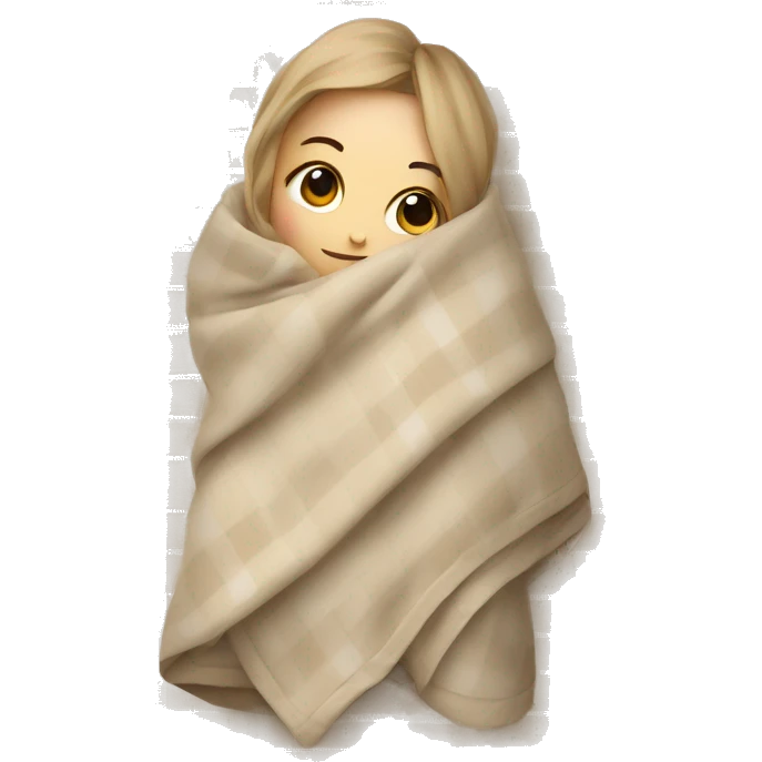 Beige clean girl folded plaid blanket  emoji
