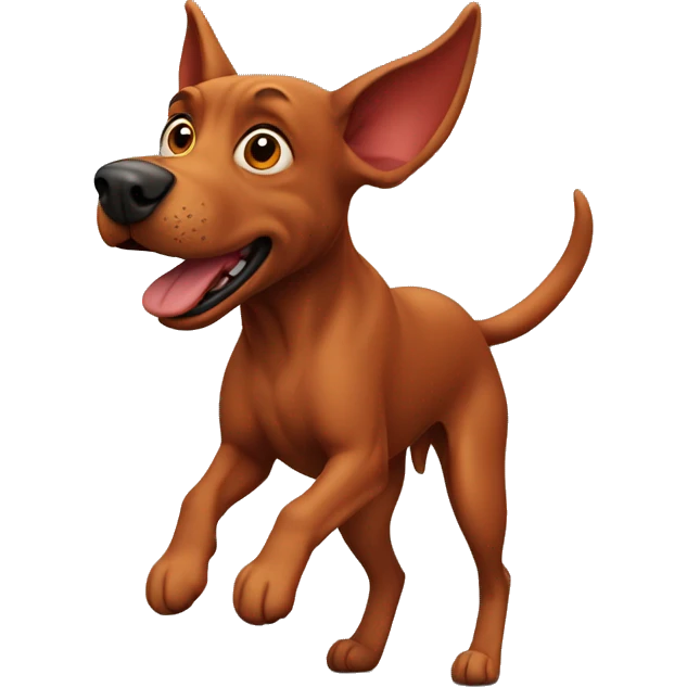 solid red dog with pointed ears running emoji