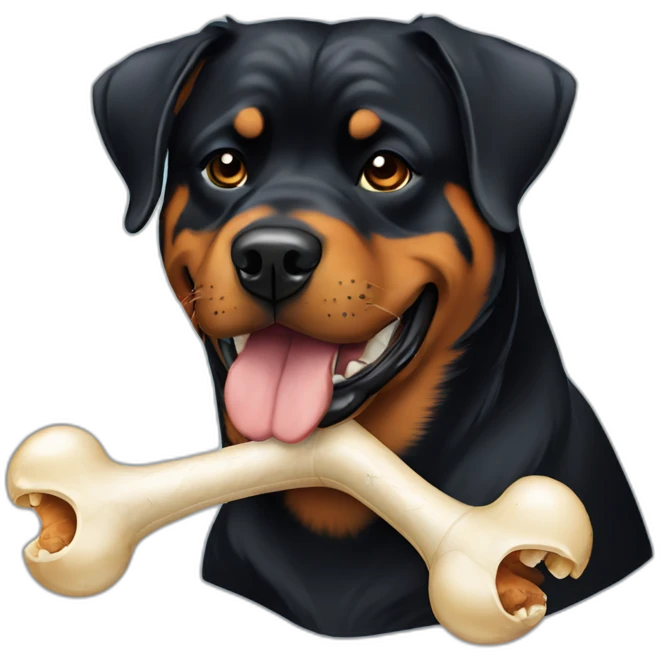 Rottweiler dog with bone in mouth emoji