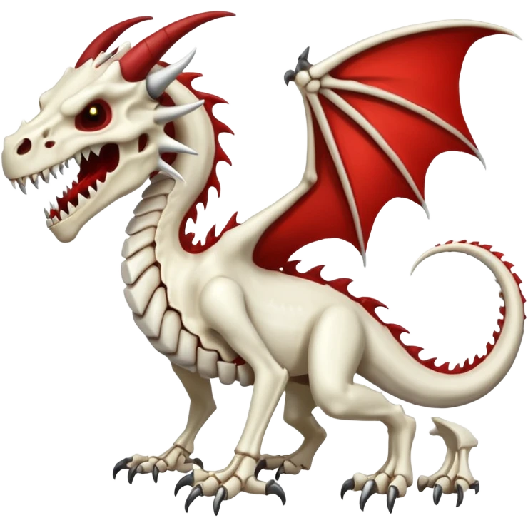  White skeletal skeleton bone dragon with some blood emoji