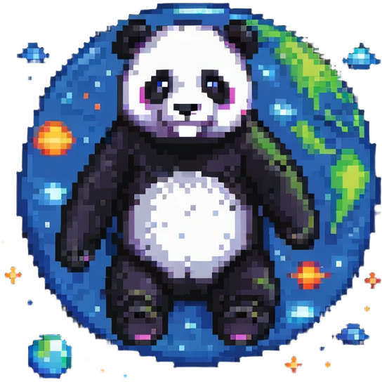 panda floating in space emoji