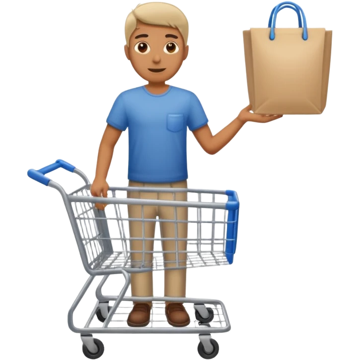 a man with a shopping cart full body emoji