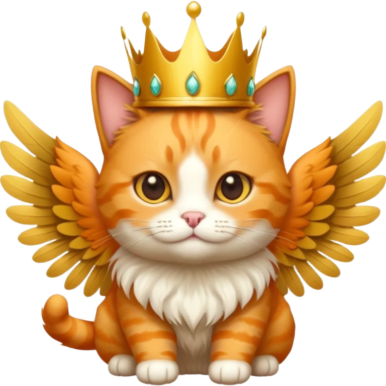 An orange cat with wings wearing a crown  emoji