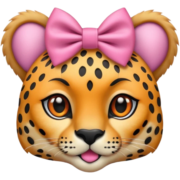 Cheetah with a pink bow  emoji