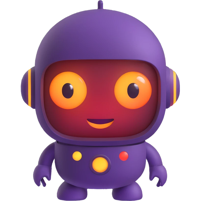 friendly AI chatbot emoji with digital look and glowing eyes emoji