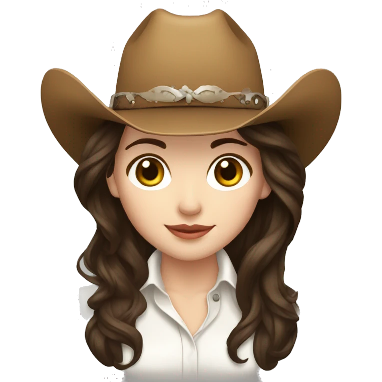 cowgirl, brunette hair, pale skin, line dancing emoji