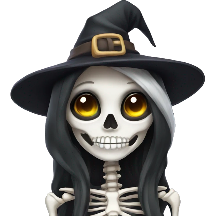 Cute skeleton women witch emoji