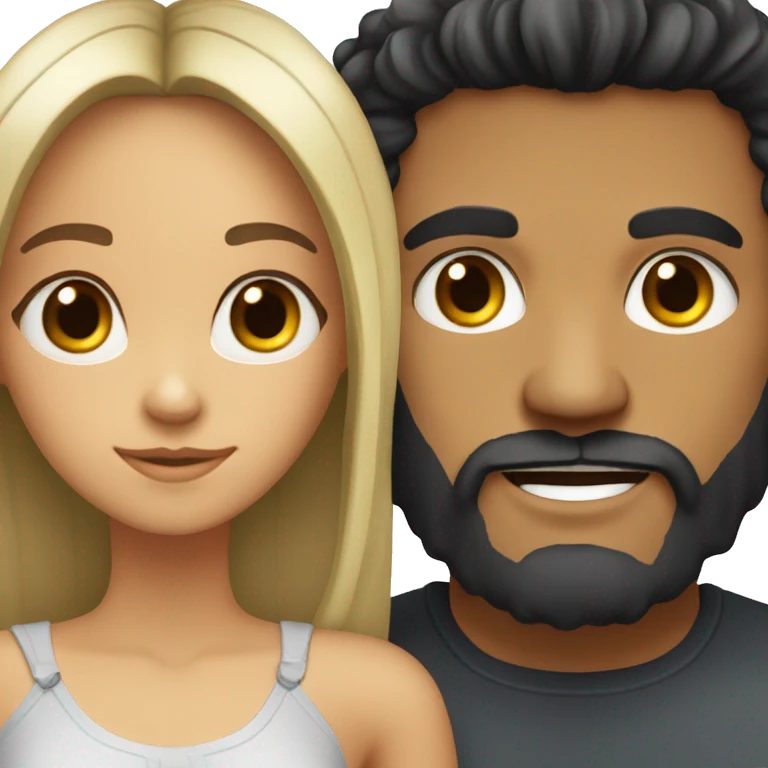 pretty girl with dark hair and mixed guy with beard emoji