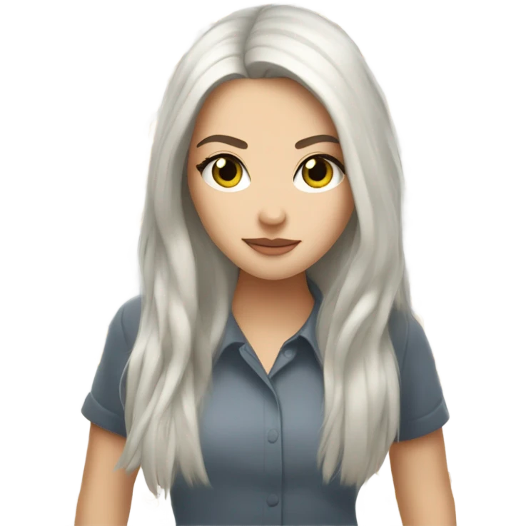 White Girl with long black hair and hazel eyes stomping the ground emoji