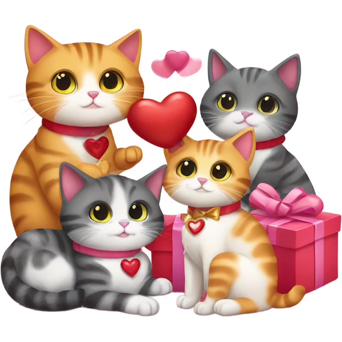 Cats celebrating valentine's day emoji