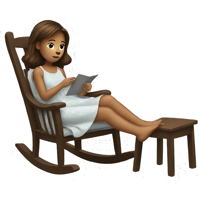 Girl with brown hair wearing a nightgown sitting in a rocking chair emoji