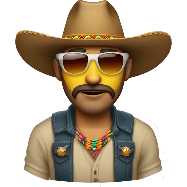 Sombrero vaquero con lentes de sol emoji