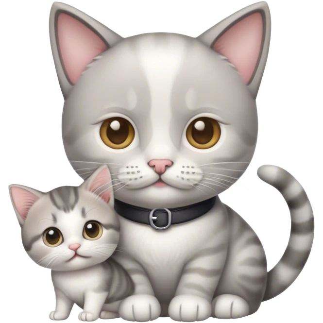 cool emoji with a handlebar mustache holding a gray and white kitten emoji