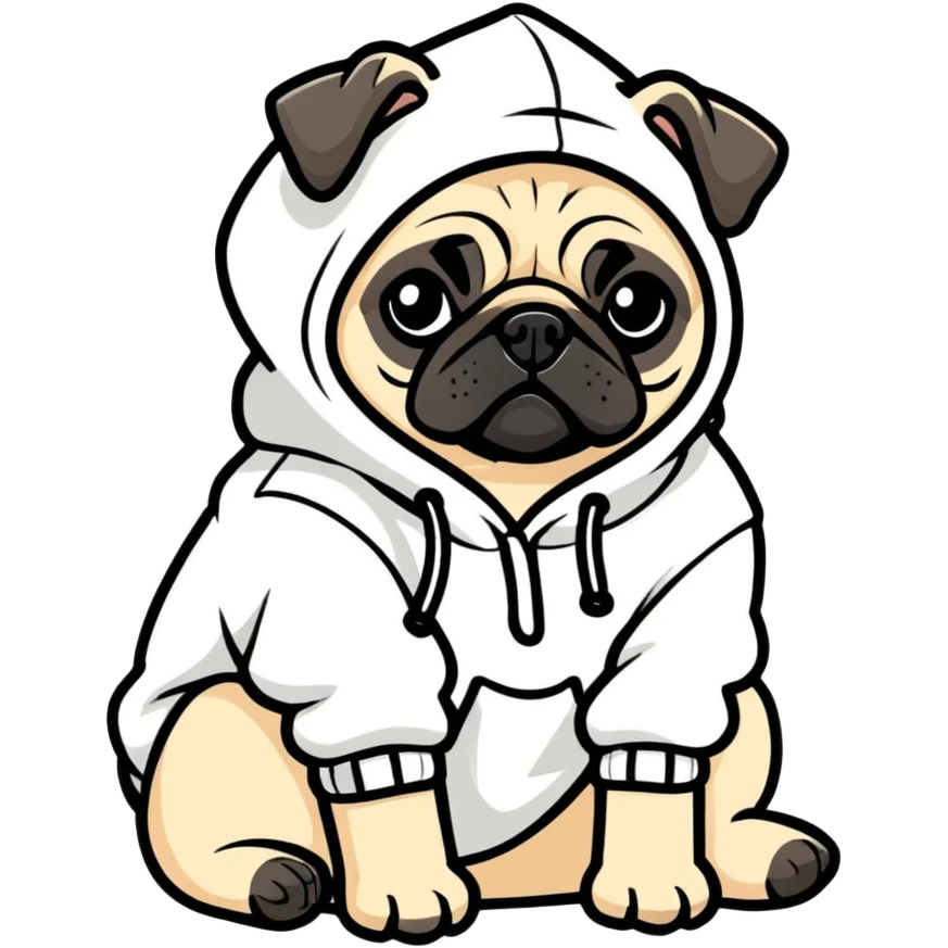 Pug wearing hoodie  emoji