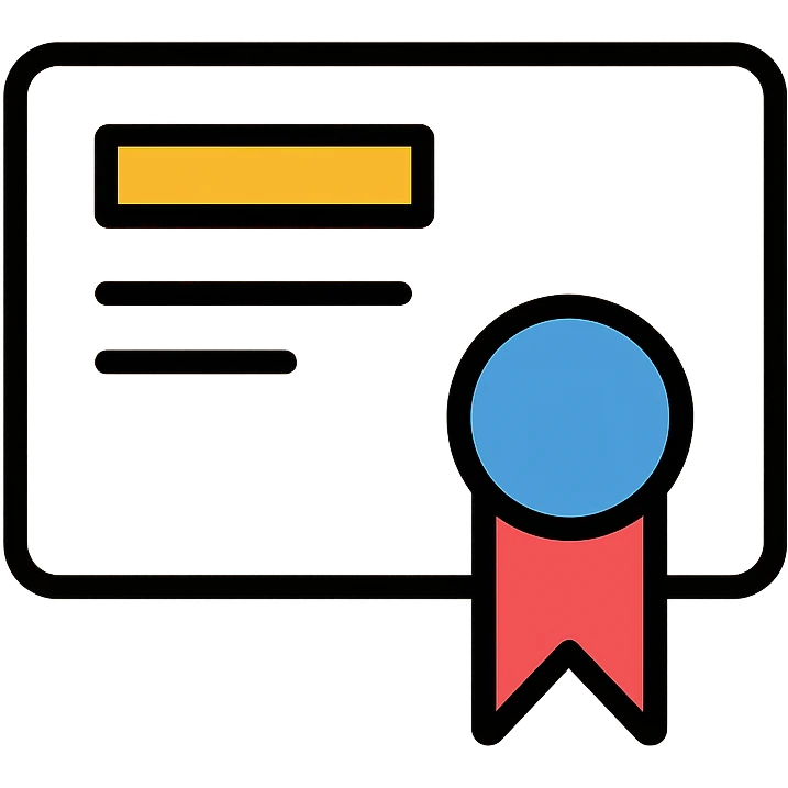 certificate with a ribbon in a clean style, neat and simple color outline icon emoji