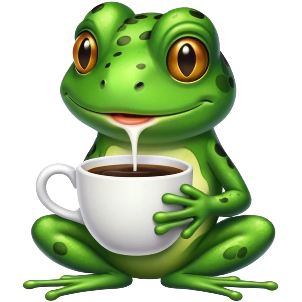 A frog drinking coffee emoji