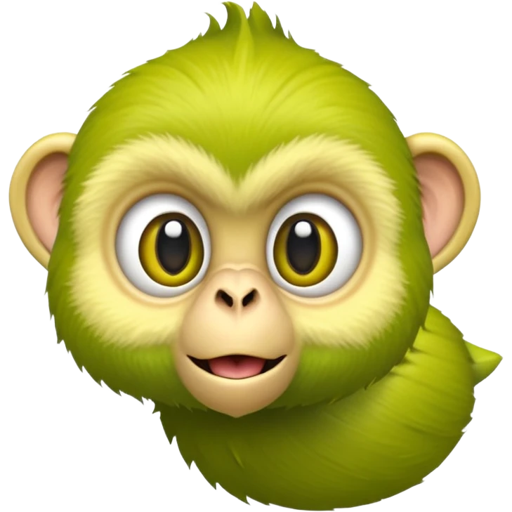 An open banana with a realistic green monkey head coming out of it emoji