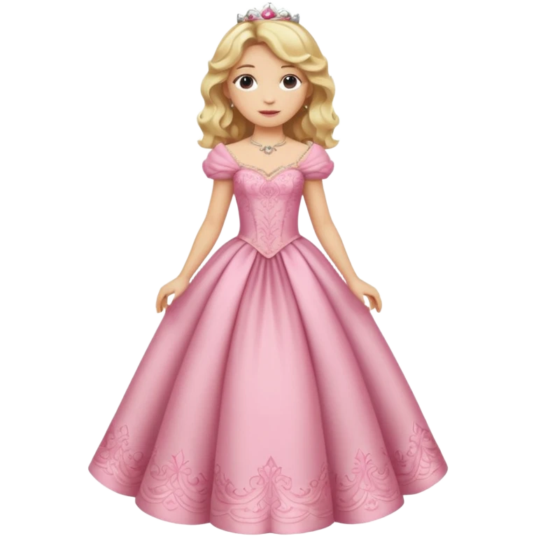 blond wavy beautiful princess full body in pink dress dress elegant emoji