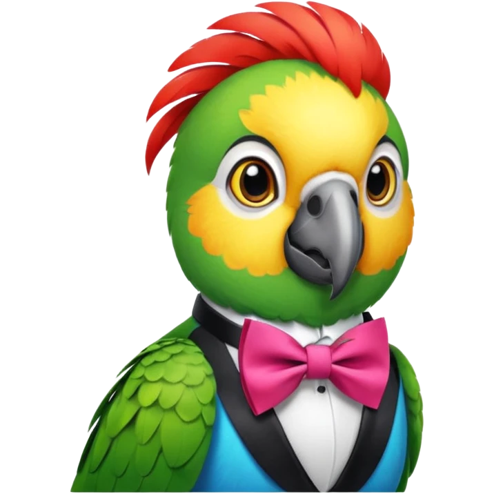 parrot wears bow tie emoji