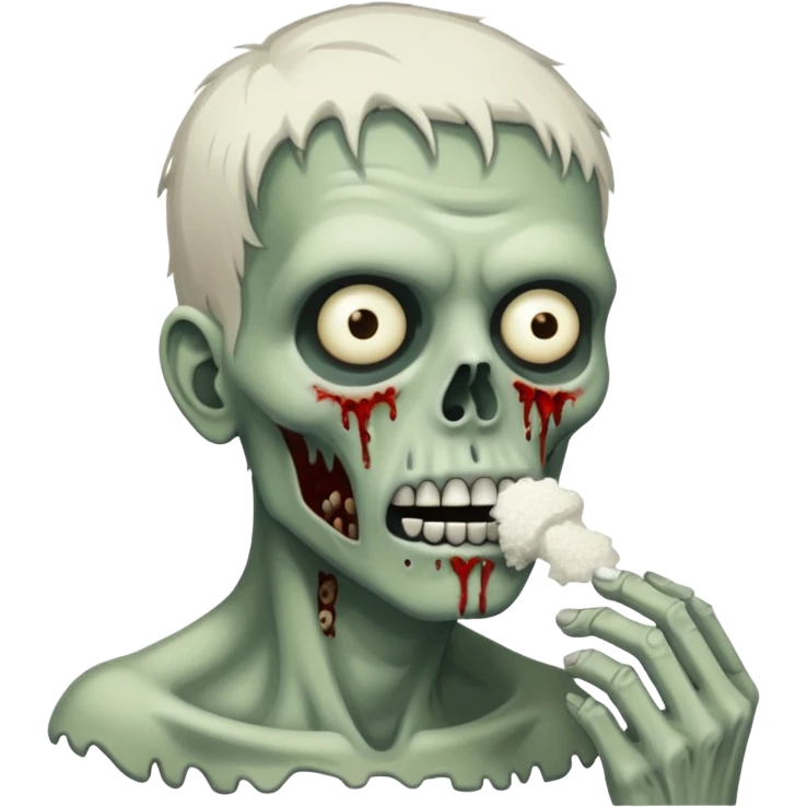 A zombie sniffing white powder emoji